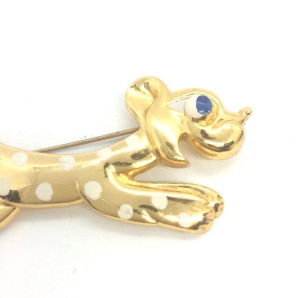 3/$30 VINTAGE MONET DOG BROOCH SPOT POLKA DOT MCM MID CENTURY MODERN GOLD TONE - Picture 8 of 17